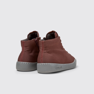 Back view of Peu Touring Burgundy Textile Sneaker Booties for Women.
