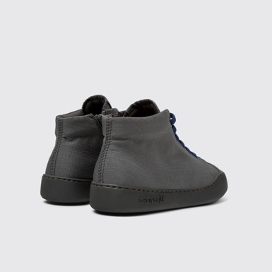 Back view of Peu Touring Gray Textile Sneaker Booties for Women.