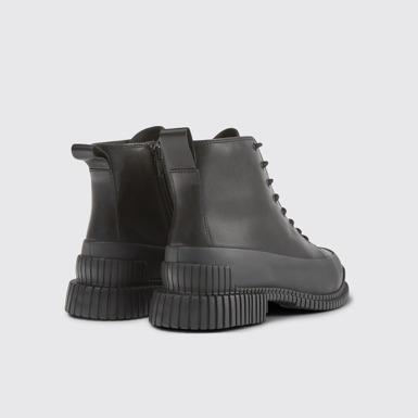 Back view of Pix Black Leather Ankle Boots for Women.