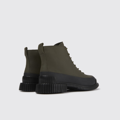 Back view of Pix Green and Black Leather Ankle Boots for Women