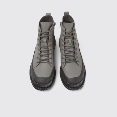 Pix Botas grises y negras de piel con agujetas  para mujer