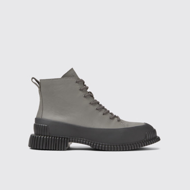 Pix Botas grises y negras de piel con agujetas  para mujer