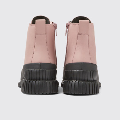 Pix Botas rosas y negras de piel con agujetas  para mujer