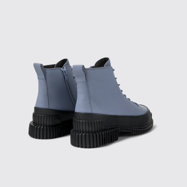 Back view of Pix Gray and Black Leather Ankle Boots for Women