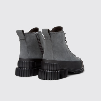 Back view of Pix Gray Nubuck and Leather Ankle Boots for Women.