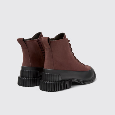 Back view of Pix Burgundy Nubuck and Leather Ankle Boots for Women.