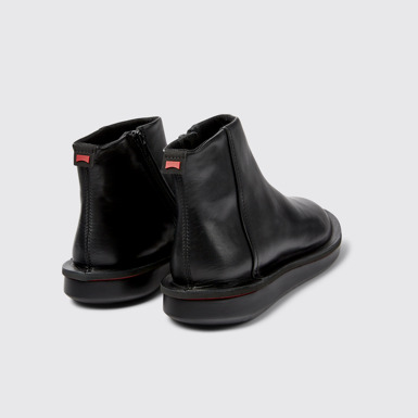 Back view of Formiga Black Leather Ankle Boots for Women.