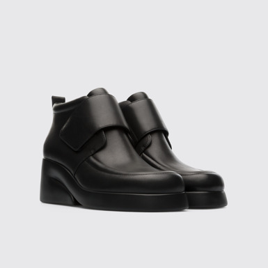 Front view of Kaah Black Ankle Boots for Women