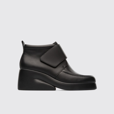 Side view of Kaah Black Ankle Boots for Women