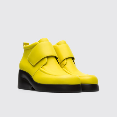 Front view of Kaah Yellow Ankle Boots for Women