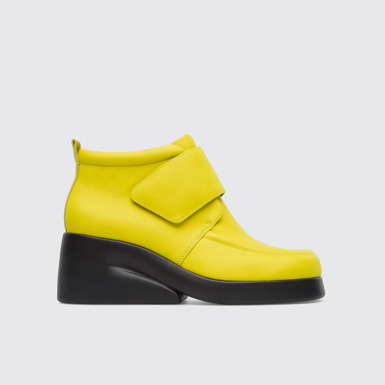 Side view of Kaah Yellow Ankle Boots for Women