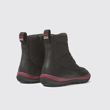 Back view of Peu Pista Black recycled PET and leather boots for women