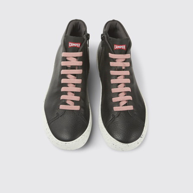 Overhead view of Peu Touring Black leather sneakers for women