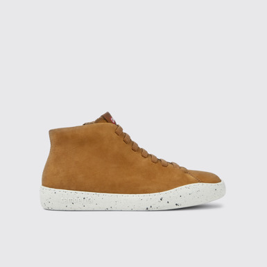 Side view of Peu Touring Brown nubuck sneakers for women