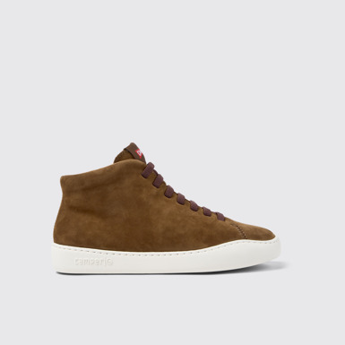 Side view of Peu Touring Brown nubuck sneakers for women
