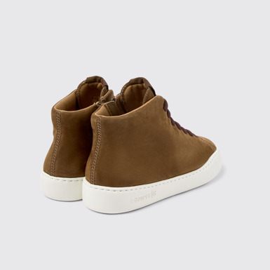 Back view of Peu Touring Brown nubuck sneakers for women