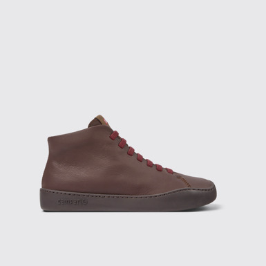 Side view of Peu Touring Brown leather sneakers for women