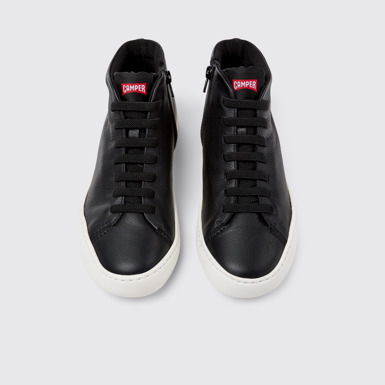 Overhead view of Peu Touring Black leather ankle boots for women