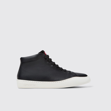 Side view of Peu Touring Black leather ankle boots for women