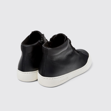 Back view of Peu Touring Black leather ankle boots for women