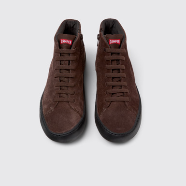 Overhead view of Peu Touring Brown nubuck ankle boots for women