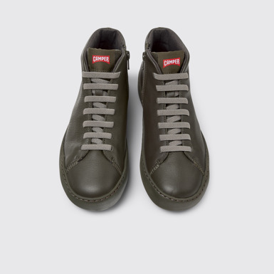 Overhead view of Peu Touring Green Leather Sneaker Booties for Women.