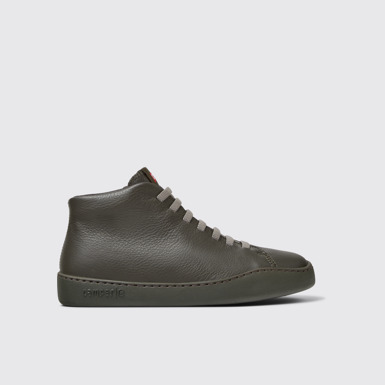 Side view of Peu Touring Green Leather Sneaker Booties for Women.