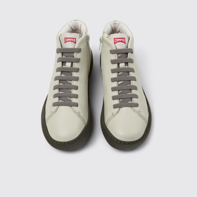 Overhead view of Peu Touring Gray Leather Sneaker Booties for Women.