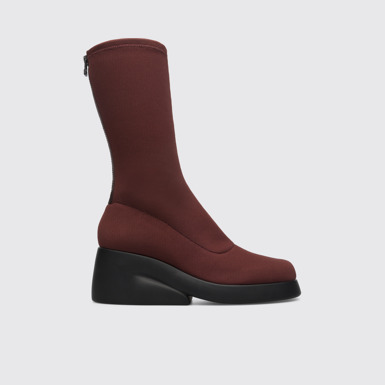 Side view of Kaah Burgundy high boot for women