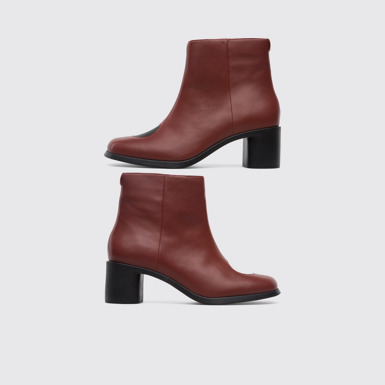 Side view of Twins Multi-colored zip up ankle boot for women
