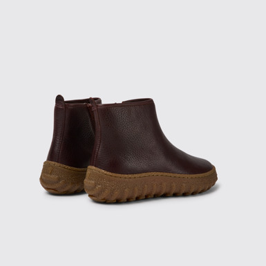 Back view of Ground Burgundy leather ankle boots