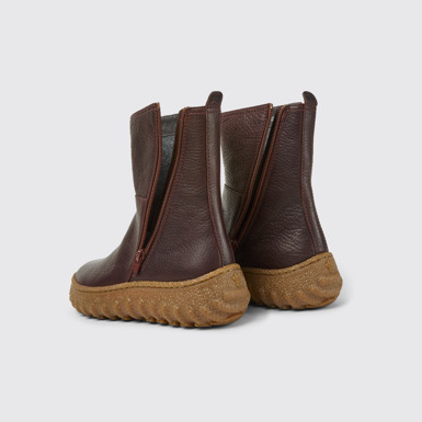 Back view of Ground Burgundy leather boots for women