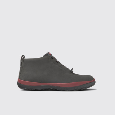 Side view of Peu Pista Gray and black leather sneakers for women