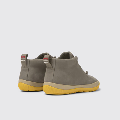 Back view of Peu Pista Brown gray leather sneakers for women