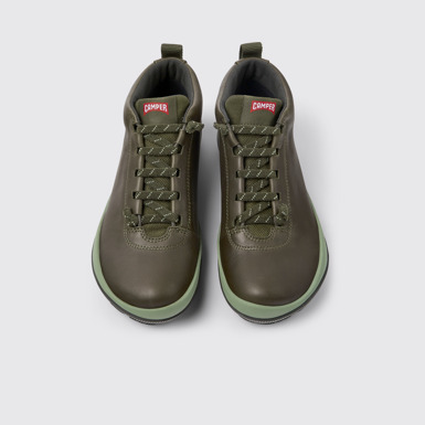 Overhead view of Peu Pista Green leather sneakers for women