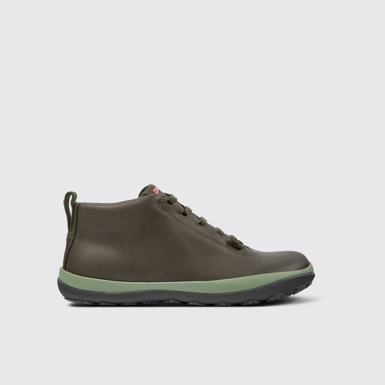 Side view of Peu Pista Green leather sneakers for women