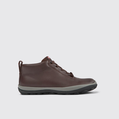 Side view of Peu Pista Burgundy leather sneakers for women
