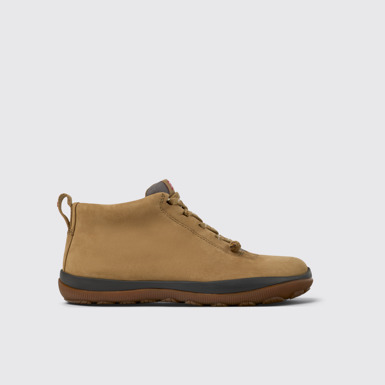 Side view of Peu Pista Brown Nubuck and Textile Ankle Boots for Women