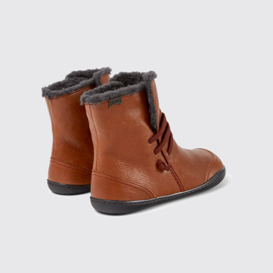 Back view of Peu Burgundy leather ankle boots for women