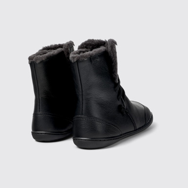 Back view of Peu Black Leather Ankle Boots for Women