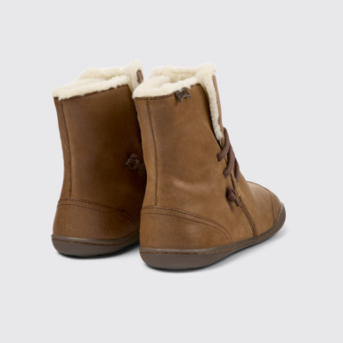 Back view of Peu Brown leather ankle boots for women