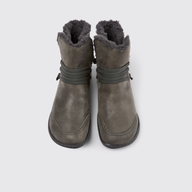 Overhead view of Peu Gray leather ankle boots for women