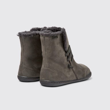 Back view of Peu Gray leather ankle boots for women