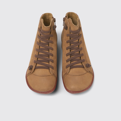 Overhead view of Peu Brown leather ankle boots for women