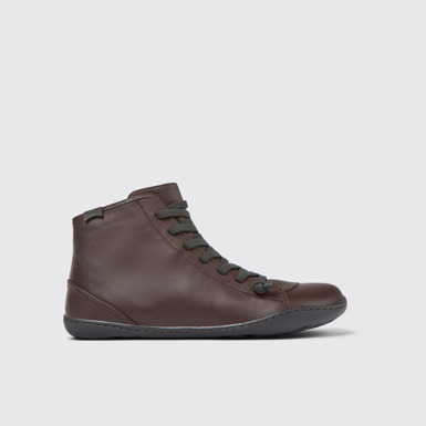 Side view of Peu Burgundy leather ankle boots for women
