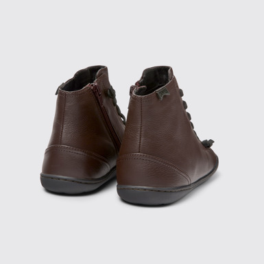 Back view of Peu Burgundy leather ankle boots for women