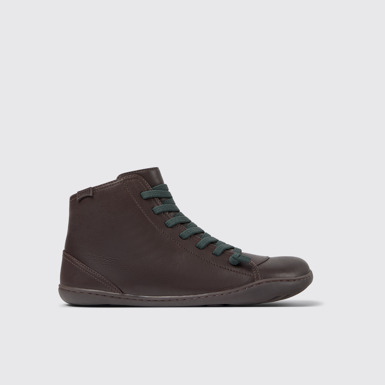 Side view of Peu Brown Leather Ankle Boots for Women