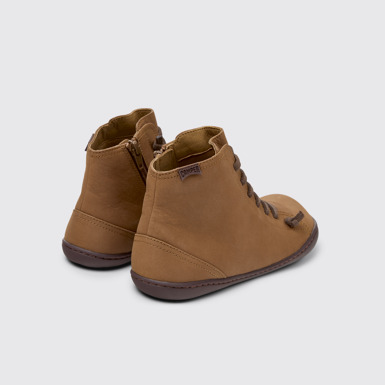 Back view of Peu Brown Leather Mid Boots for Women.