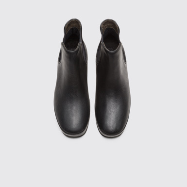 Overhead view of Alright Black ankle boot for women