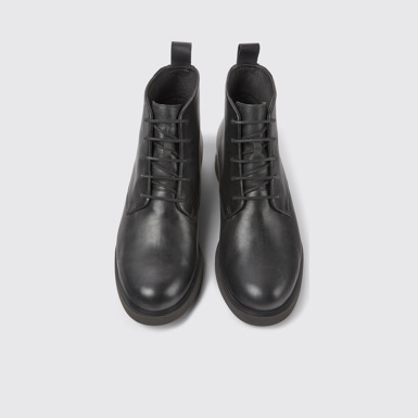 Overhead view of Iman Women's black lace up ankle boot